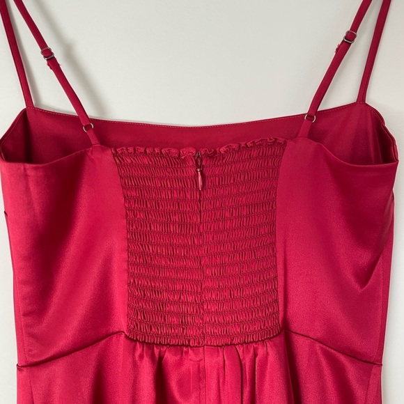 NEW Reformation Frankie Satin Sheath Maxi Dress Rubies Pink Red | sz 0 - Picture 9 of 13